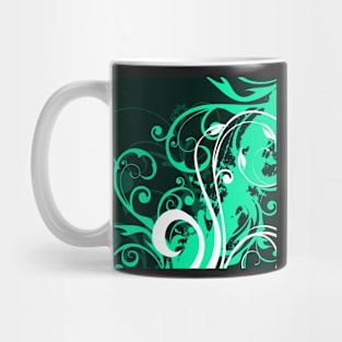 Light Green white Floral Art Mug